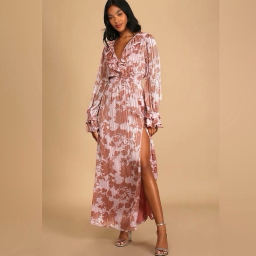 Lulus Exquisite Attention Lilac Floral Print Ruffled Long Sleeve Dress - Picture 11 of 11